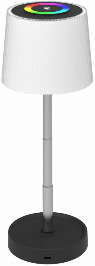 Lampada da tavolo ricaricabile per esterni a sfioramento, dimmerabile, LED RGBW, 2W/5V, IP44, 1200 mAh, grigio