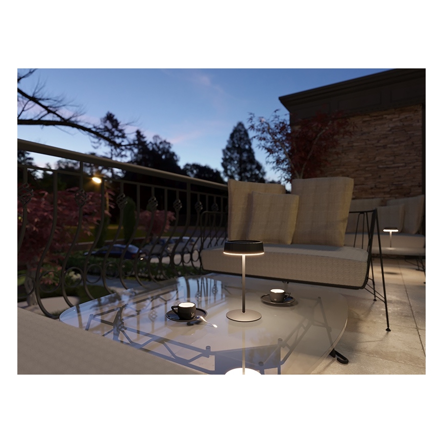 Lampada da tavolo ricaricabile a energia solare dimmerabile a LED VIVIEN LED/3W/5V 2700K 1600 mAh IP54 nera