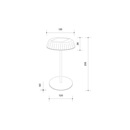 Lampada da tavolo solare ricaricabile dimmerabile VIVIEN LED/3W/5V 2700K 1600 mAh IP54 bianca