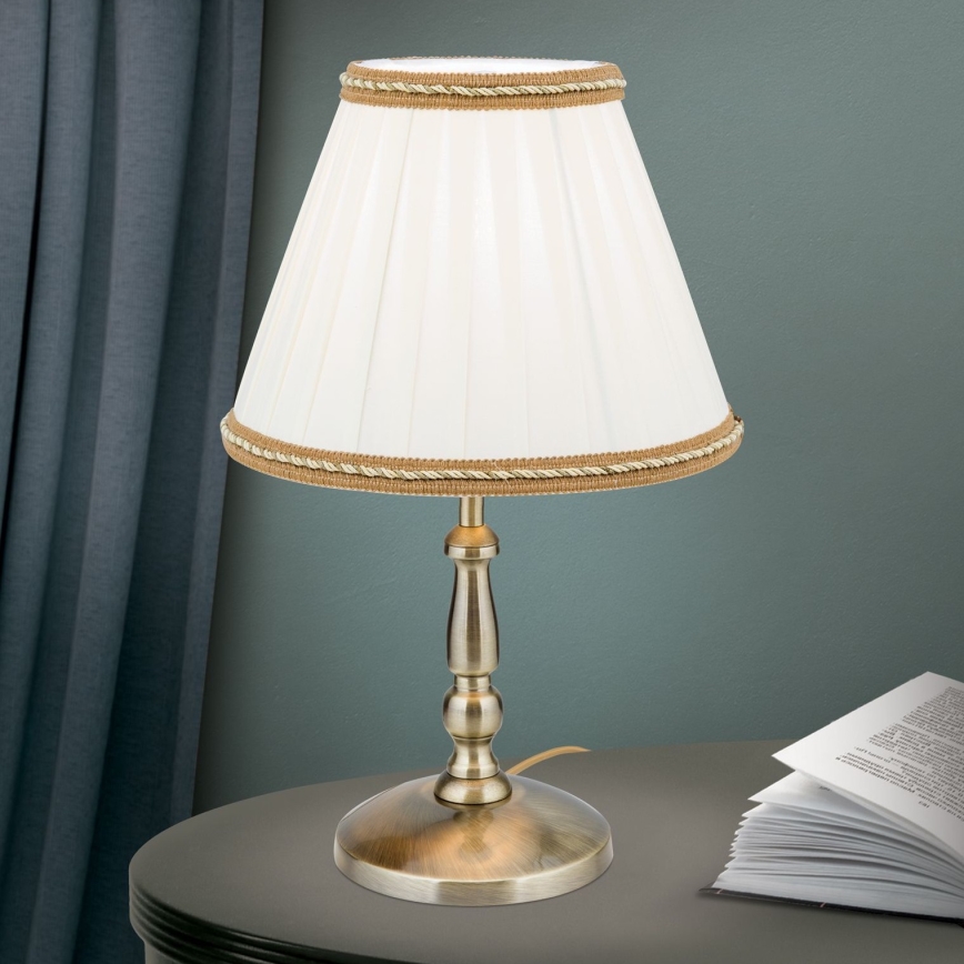 Lampada da tavolo TONIA 1xE27/60W/230V diametro 25 cm bianco/bronzo
