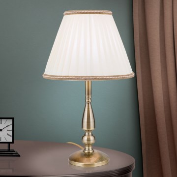 Lampada da tavolo TONIA 1xE27/60W/230V diametro 30 cm bianco/bronzo