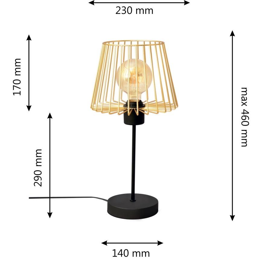 Lampada da tavolo TORRI 1xE27/15W/230V oro/nero
