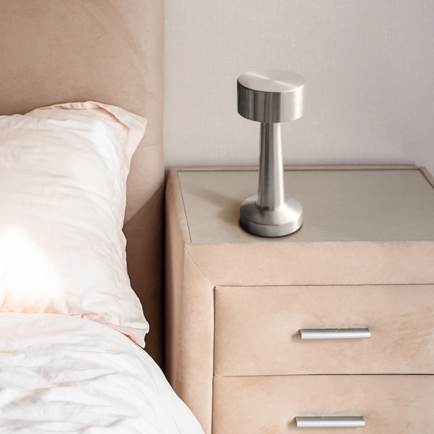 Lampada da tavolo touch dimmerabile a LED SIMPLY LED/5V 2700/4000/6500K 800 mAh cromo lucido