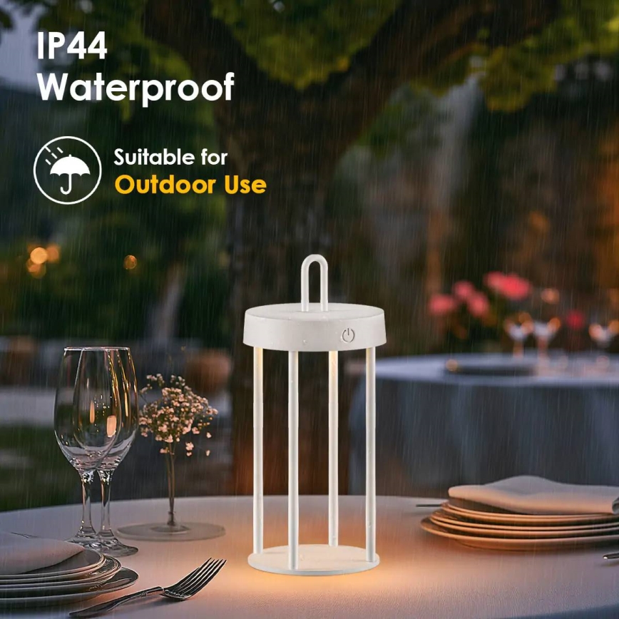 Lampada da tavolo LED dimmerabile per esterni ricaricabile a sfioramento GENTLE LED/1,5W/3,7V 3000 mAh IP44 bianca