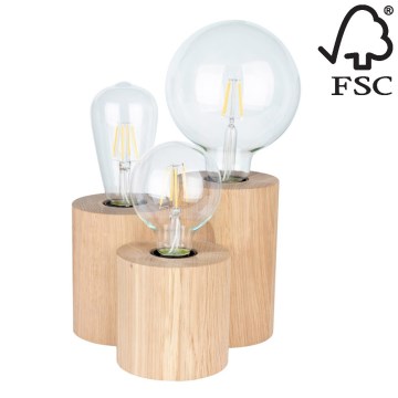 Lampada da tavolo VINCENT 3xE27/15W/230V quercia - certificato FSC