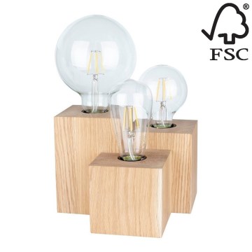 Lampada da tavolo VINCENT 3xE27/15W/230V quercia - certificato FSC