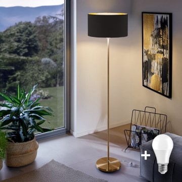Lampada da terra a LED TUNJA 1xE27/20W/230V Ø 38 cm oro/nero
