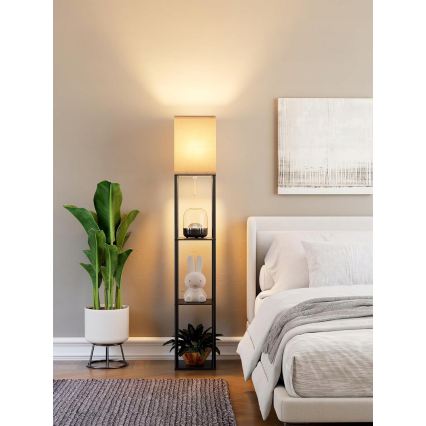 Lampada da terra con mensole 1xE27/40W/230V nero/bianco