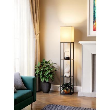 Lampada da terra con mensole 1xE27/40W/230V nero/bianco