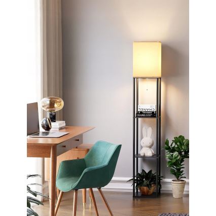 Lampada da terra con mensole 1xE27/40W/230V nero/bianco