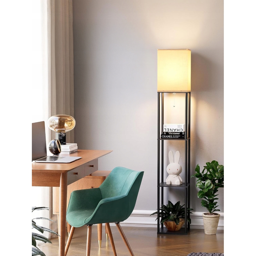 Lampada da terra con mensole 1xE27/40W/230V nero/bianco