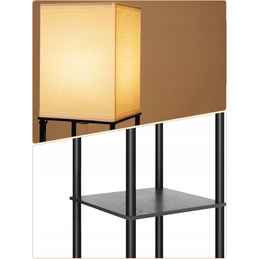 Lampada da terra con mensole 1xE27/40W/230V nero/bianco