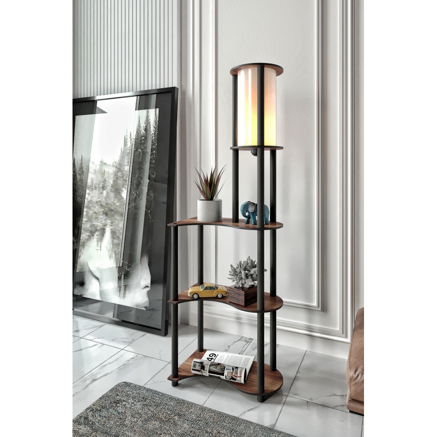 Lampada da terra con ripiani 1xE27/40W/230V 140 cm nero/marrone