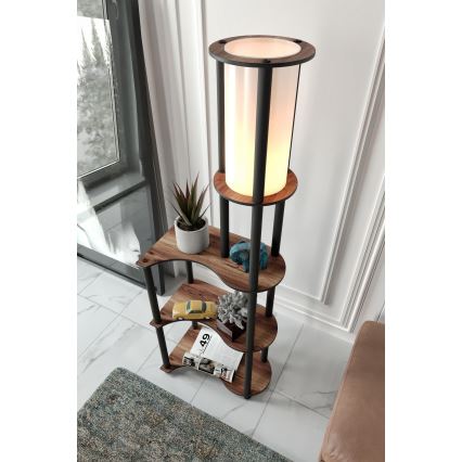 Lampada da terra con ripiani 1xE27/40W/230V 140 cm nero/marrone