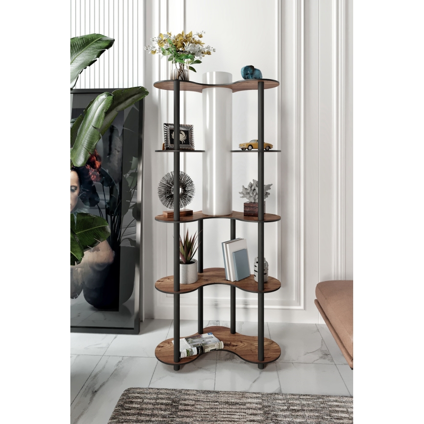 Lampada da terra con ripiani 1xE27/40W/230V 150 cm nero/marrone