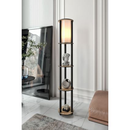 Lampada da terra con ripiani 1xE27/40W/230V 150 cm nero/marrone
