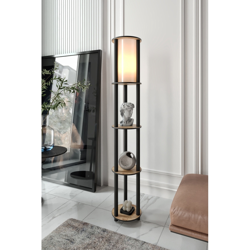Lampada da terra con ripiani 1xE27/40W/230V 150 cm nero/marrone