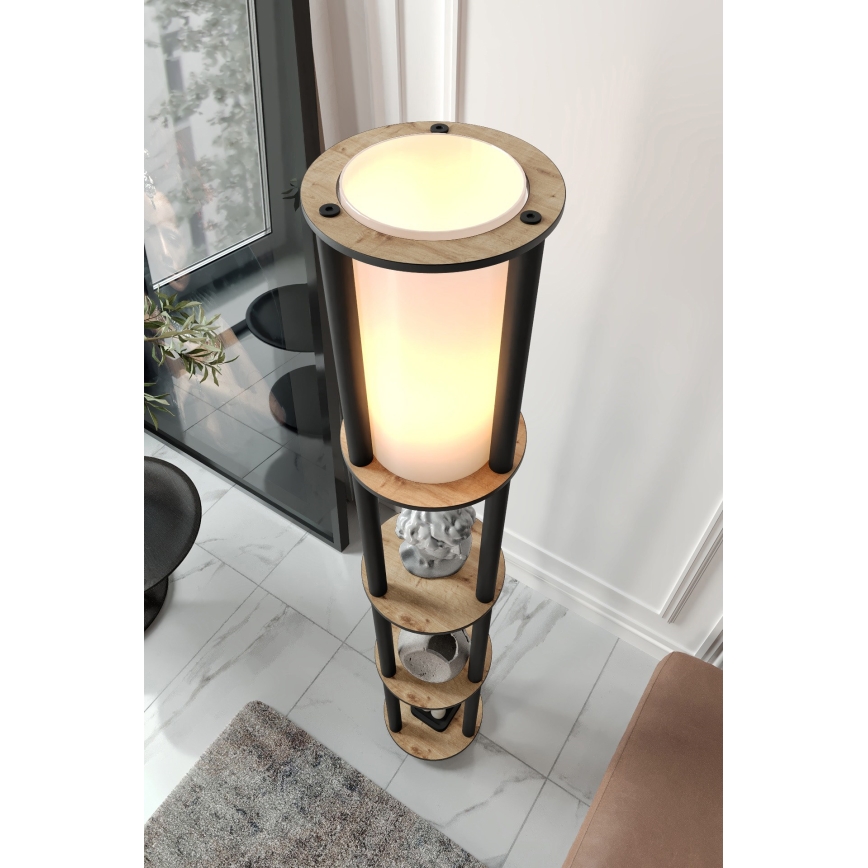 Lampada da terra con ripiani 1xE27/40W/230V 150 cm nero/marrone