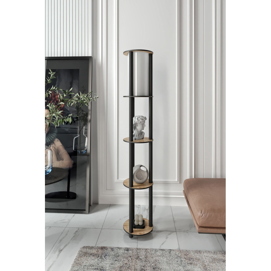 Lampada da terra con ripiani 1xE27/40W/230V 150 cm nero/marrone