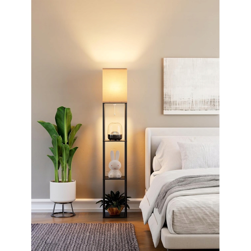 Lampada da terra con ripiani 1xE27/40W/230V 160 cm nero/bianco