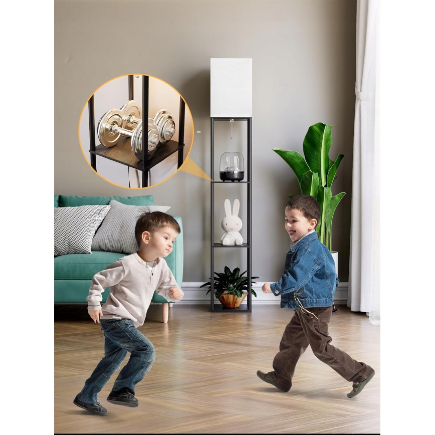 Lampada da terra con ripiani 1xE27/40W/230V 160 cm nero/bianco
