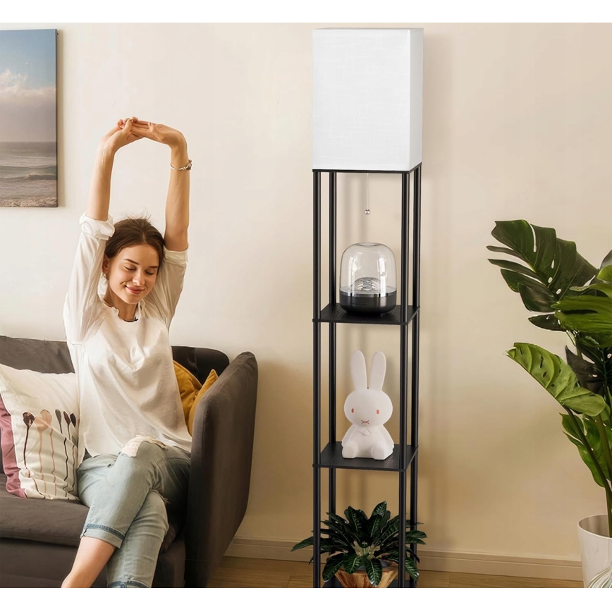 Lampada da terra con ripiani 1xE27/40W/230V 160 cm nero/bianco