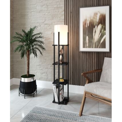 Lampada da terra con ripiani NORA 1xE27/40W/230V nero