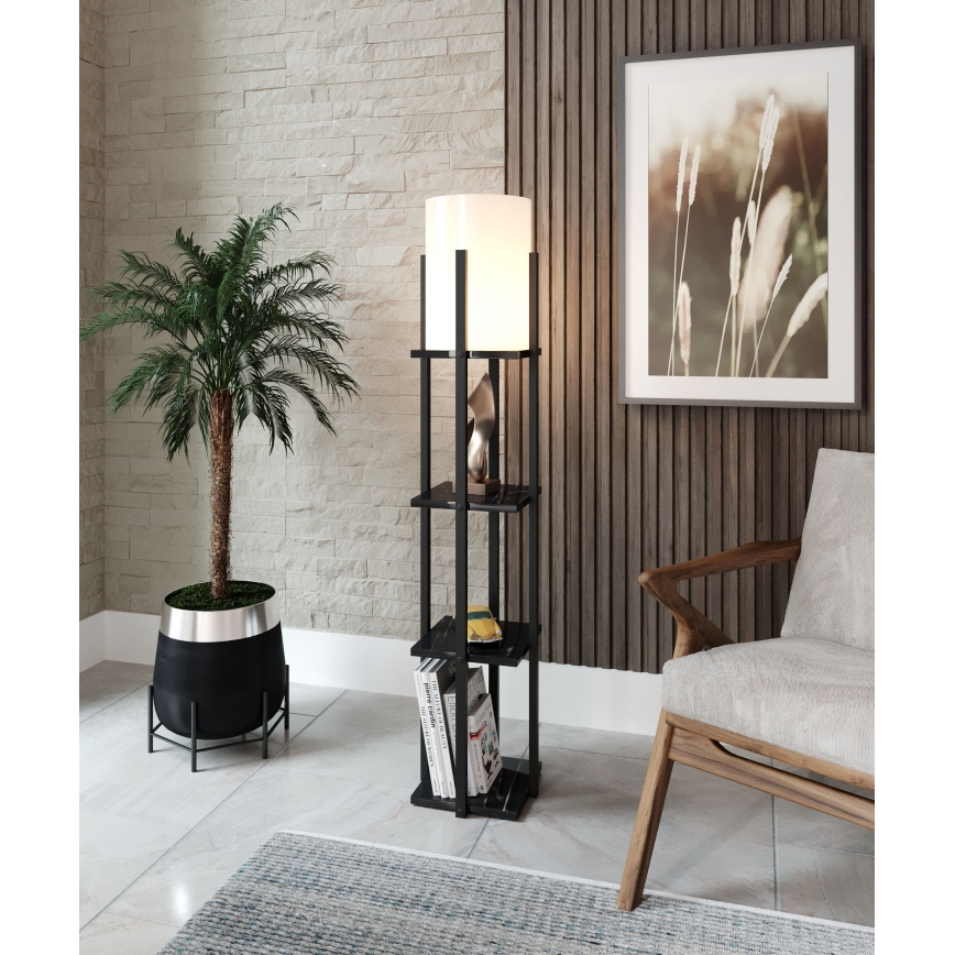 Lampada da terra con ripiani NORA 1xE27/40W/230V nero