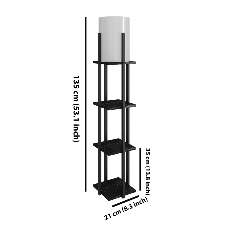 Lampada da terra con ripiani NORA 1xE27/40W/230V nero