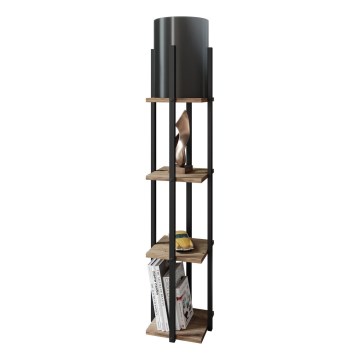 Lampada da terra con ripiani NORA 1xE27/40W/230V nero/marrone