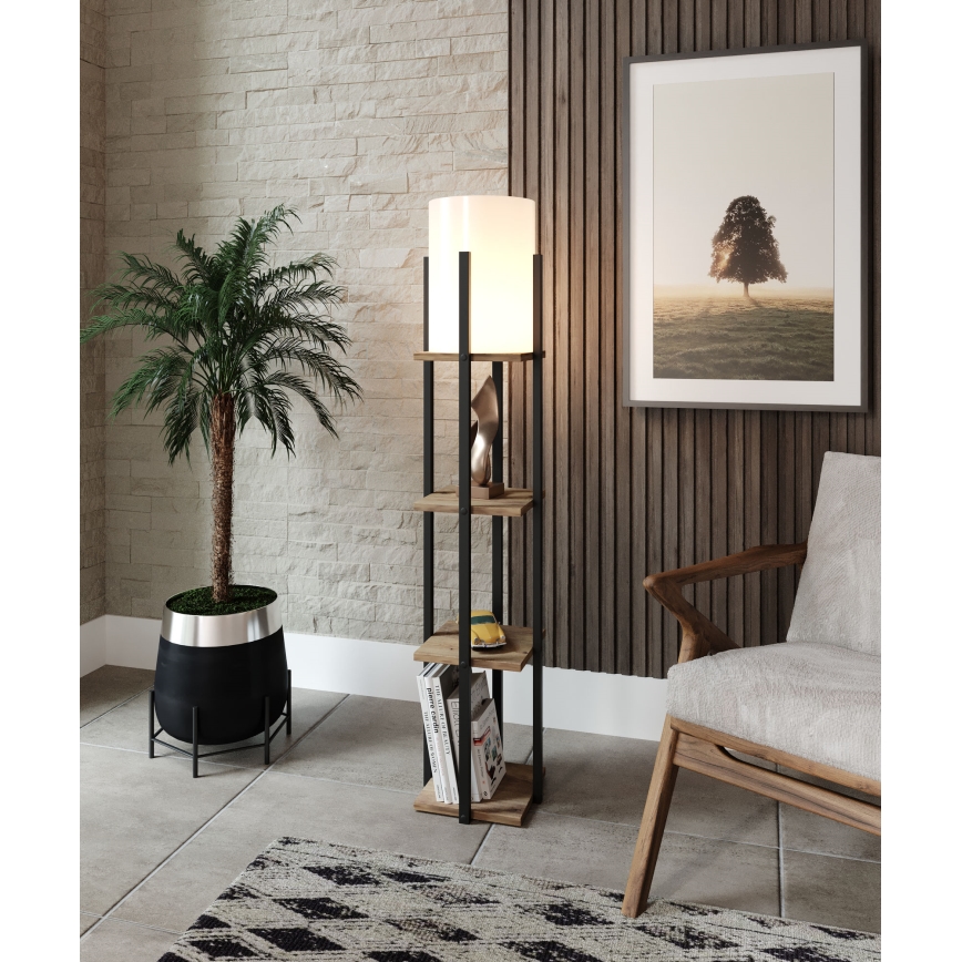 Lampada da terra con ripiani NORA 1xE27/40W/230V nero/marrone