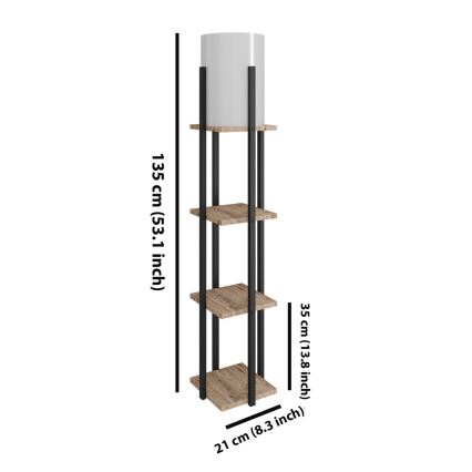 Lampada da terra con ripiani NORA 1xE27/40W/230V nero/marrone