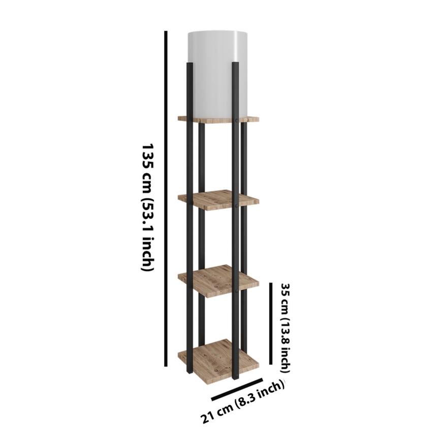 Lampada da terra con ripiani NORA 1xE27/40W/230V nero/marrone