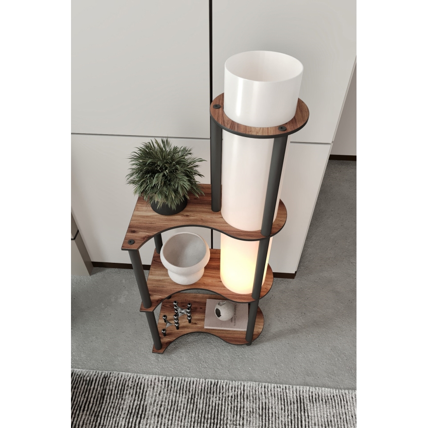 Lampada da terra con ripiani NOTO 1xE27/40W/230V marrone/nera