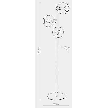 Lampada da terra CUBUS 3xE27/60W/230V nero