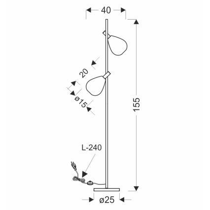 Lampada da terra DENSO 2xG9/5W/230V nero cromato/ramato