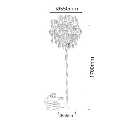 Lampada da terra di cristallo 5xG9/40W/230V nero