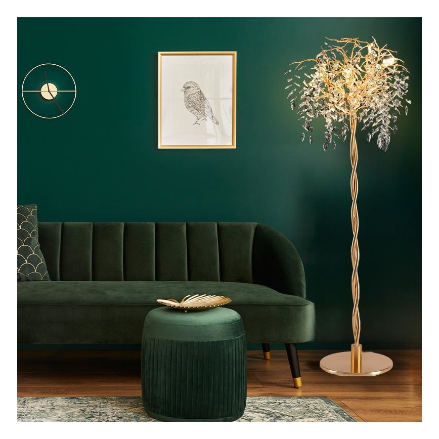 Lampada da terra di cristallo 5xG9/40W/230V oro