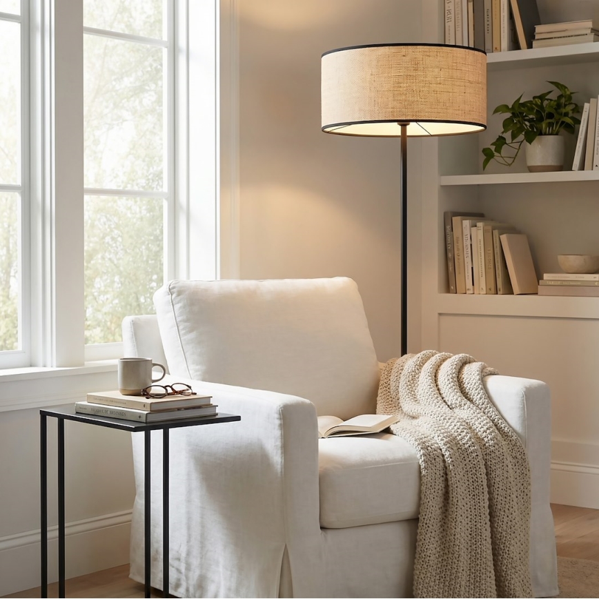 Lampada da terra ECO 1xE27/15W/230V beige/rattan