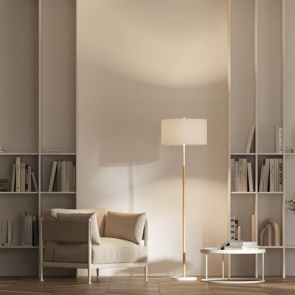 Lampada da terra FOGO 2xE27/15W/230V bianco/beige