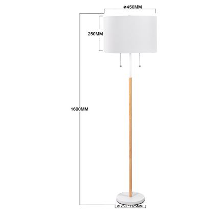 Lampada da terra FOGO 2xE27/15W/230V bianco/beige