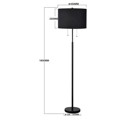 Lampada da terra FOGO 2xE27/15W/230V nera