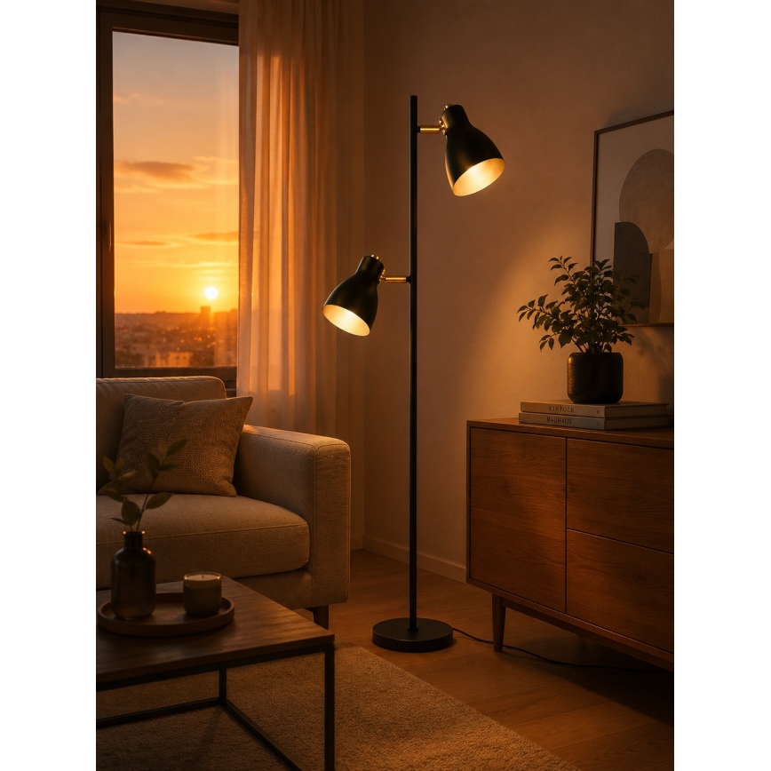 Lampada da terra LED 1xE27/7W/230V 2700K nera