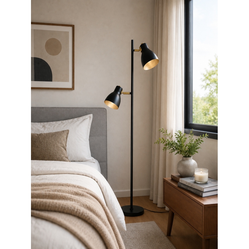 Lampada da terra LED 1xE27/7W/230V 2700K nera
