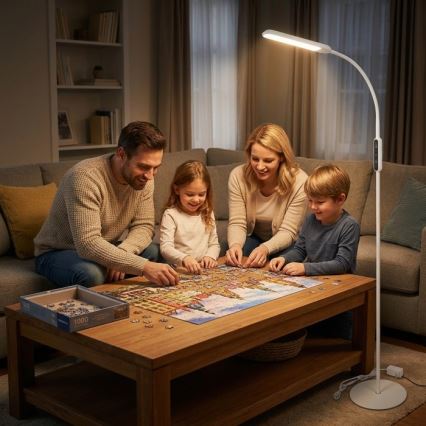 Lampada da terra LED dimmerabile TEILO LED/10W/230V 3000/4000/6500K bianca + telecomando