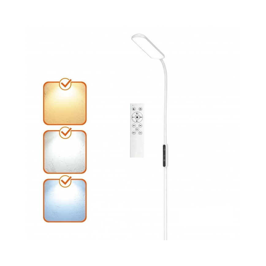 Lampada da terra LED dimmerabile TEILO LED/10W/230V 3000/4000/6500K bianca + telecomando