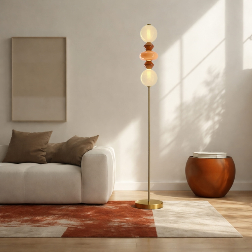 Lampada da terra LED FLORES LED/15W/230V oro/arancione/marrone