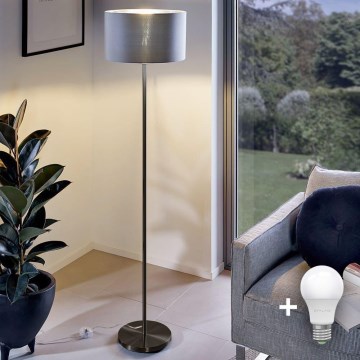 Lampada da terra LED TUNJA 1xE27/20W/230V Ø 30 cm nero/grigio