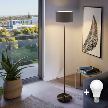 Lampada da terra LED TUNJA 1xE27/20W/230V Ø 30 cm nero/marrone