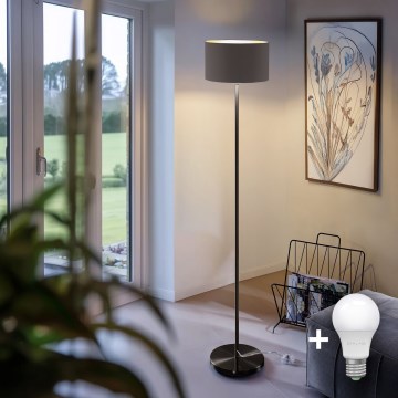 Lampada da terra LED TUNJA 1xE27/20W/230V Ø 30 cm nero/taupe